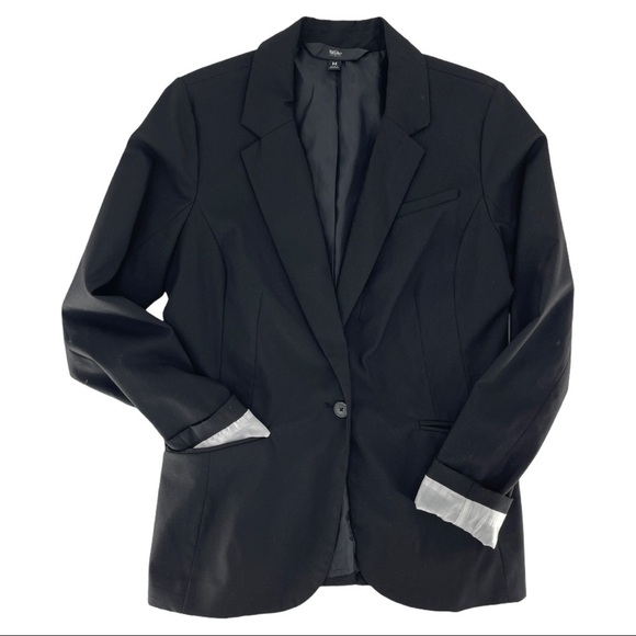 Mossimo Black One Button Striped Sleeve Blazer M - Picture 1 of 9